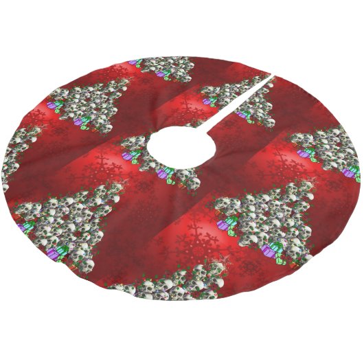 Jupon De Sapin En Polyester Brossé Les crânes de Noël (Angle)