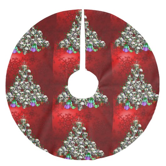 Jupon De Sapin En Polyester Brossé Les crânes de Noël (Devant)