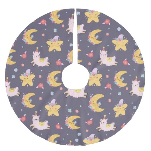 Jupon De Sapin En Polyester Brossé Les lamas dans le ciel (Devant)