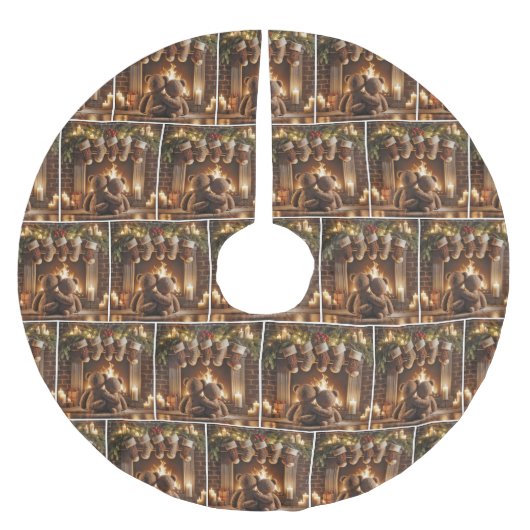 Jupon De Sapin En Polyester Brossé Les Nounours de Noël inondés (Devant)