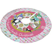 Jupon De Sapin En Polyester Brossé Les pingouins de patinage ont personnalisé la jupe (Angle)