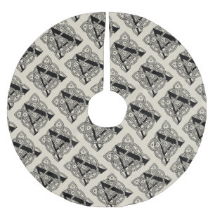 Jupon De Sapin En Polyester Brossé Lettre A Vintage Monogramme De Noeud Celtique