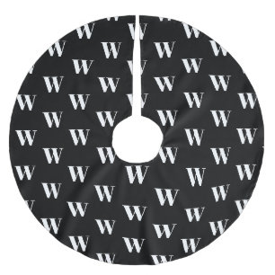 Jupon De Sapin En Polyester Brossé Lettre initiale monogramme noir blanc personnalisé