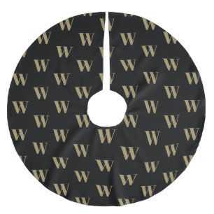 Jupon De Sapin En Polyester Brossé Lettre initiale monogramme or noir