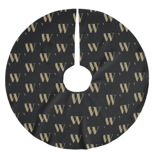 Jupon De Sapin En Polyester Brossé Lettre initiale monogramme or noir (Devant)