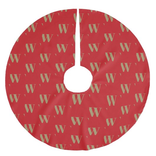 Jupon De Sapin En Polyester Brossé Lettre initiale monogramme or rouge (Devant)