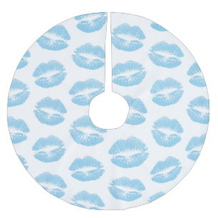 Jupon De Sapin En Polyester Brossé Lèvres bleues, motif de lèvres, rouge à lèvres ble