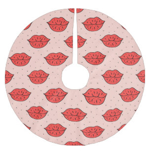 Jupon De Sapin En Polyester Brossé Lèvres caricaturales : motif féministe de doodle.