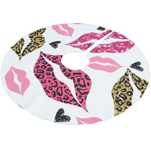 Jupon De Sapin En Polyester Brossé Lèvres scintillantes : Motif de mode Leopard (Angle)