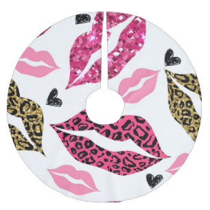 Jupon De Sapin En Polyester Brossé Lèvres scintillantes : Motif de mode Leopard
