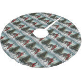 Jupon De Sapin En Polyester Brossé Lévrier dans la neige de Noël (Angle)