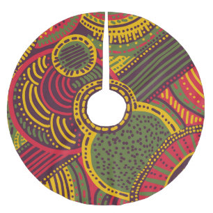 Jupon De Sapin En Polyester Brossé Lignes Abstraites colorées   Rose violet jaune ver