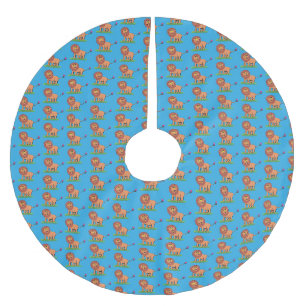 Jupon De Sapin En Polyester Brossé Lion joyeux avec dessin animé de papillon