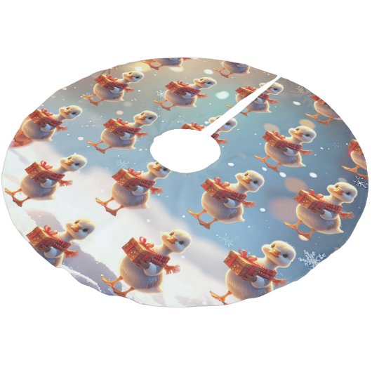 Jupon De Sapin En Polyester Brossé Little Duck Christmas Tree Skirt (Angle)