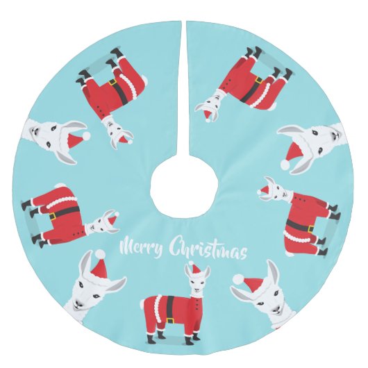 Jupon De Sapin En Polyester Brossé Llama Père Noël Noël animal (Devant)