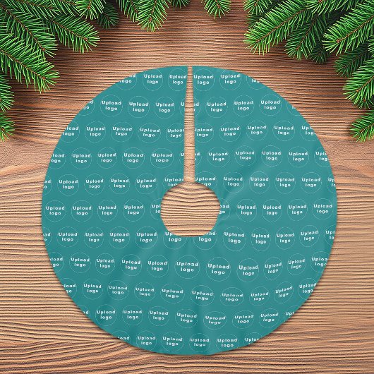 Jupon De Sapin En Polyester Brossé Logo de l'entreprise Motif sans faille sur Turquoi