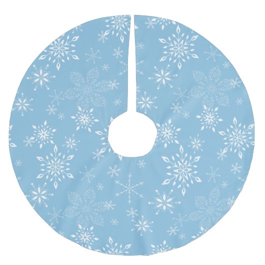 Jupon De Sapin En Polyester Brossé Lt Blue de flocons de neige (Devant)