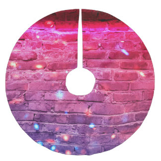 Jupon De Sapin En Polyester Brossé Lumière néon : mur de brique vide.
