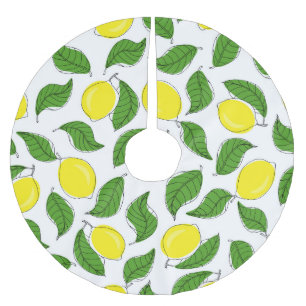 Jupon De Sapin En Polyester Brossé Lumineux citrons vert Feuille Motif