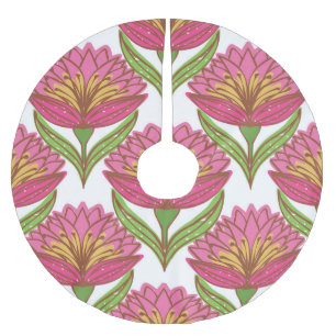 Jupon De Sapin En Polyester Brossé Luminosité florale : Vintage blanc rouge.