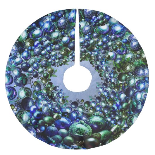 Jupon De Sapin En Polyester Brossé Luxe Blue Green Christmas Tree Skirt (Devant)