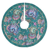 Jupon De Sapin En Polyester Brossé Luxe Turquoise sous-marin | Coquillages d'or Green (Devant)