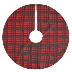 Jupon De Sapin En Polyester Brossé Madras de terre rouge noir