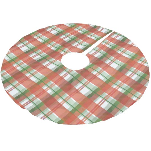 Jupon De Sapin En Polyester Brossé Madras Plaid Noël (Angle)