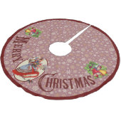 Jupon De Sapin En Polyester Brossé Magasin de Noël victorien | Bordure pourpre (Angle)