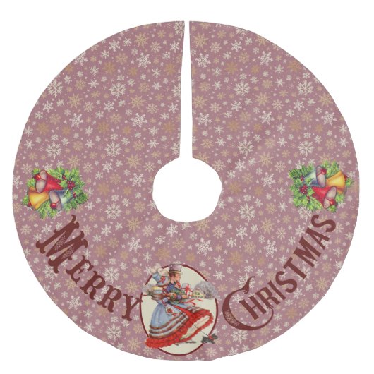 Jupon De Sapin En Polyester Brossé Magasin de Noël victorien | Pourpre (Devant)