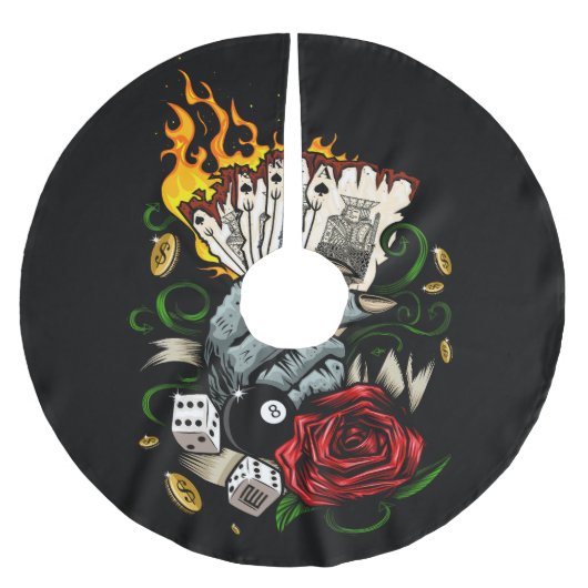 Jupon De Sapin En Polyester Brossé Main Des Cartes (Devant)