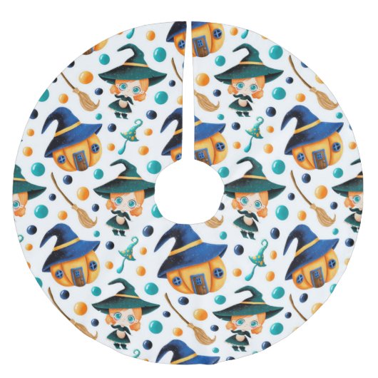 Jupon De Sapin En Polyester Brossé Maison de Sorcières Citrouilles mignonnes (Devant)