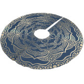 Jupon De Sapin En Polyester Brossé Mandala Art Boho Elegant Gold Navy Bleu Noël (Angle)