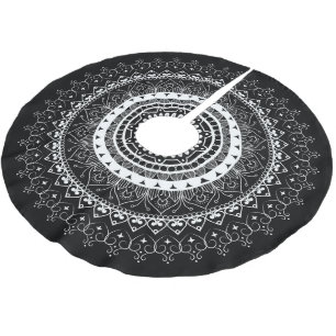 Jupon De Sapin En Polyester Brossé Mandala blanc noir