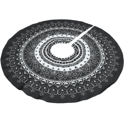 Jupon De Sapin En Polyester Brossé Mandala blanc noir (Angle)