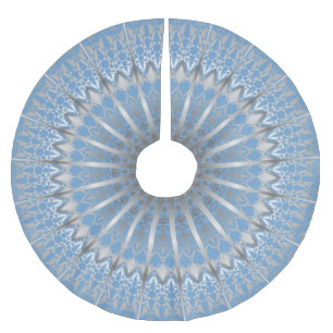 Jupon De Sapin En Polyester Brossé Mandala bleu argenté  