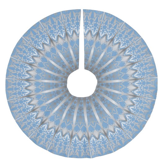 Jupon De Sapin En Polyester Brossé Mandala bleu argenté | (Devant)