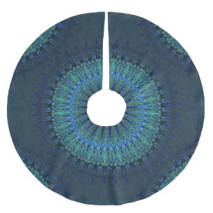 Jupon De Sapin En Polyester Brossé Mandala bleu foncé
