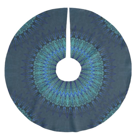 Jupon De Sapin En Polyester Brossé Mandala bleu foncé (Devant)