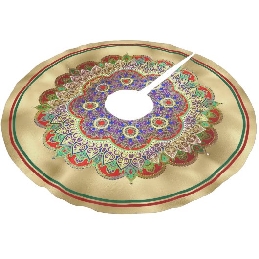 Jupon De Sapin En Polyester Brossé Mandala doré  (Angle)