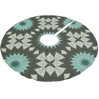 Jupon De Sapin En Polyester Brossé Mandala kaléidoscope en vert et bleu