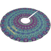 Jupon De Sapin En Polyester Brossé Mandala pourpre, bleu et vert (Angle)