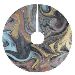 Jupon De Sapin En Polyester Brossé Marbre Nature Artwork Parties scintillant d'or