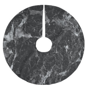 Jupon De Sapin En Polyester Brossé Marbre Noir Blanc & Argent Moderne Glamour Tendanc