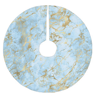 Jupon De Sapin En Polyester Brossé Marbre or et bleu