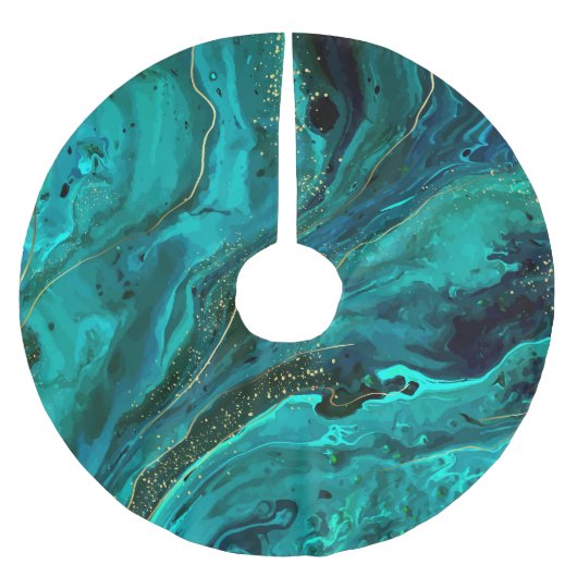 Jupon De Sapin En Polyester Brossé Marbre vert & Or : Texture luxueuse (Devant)