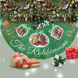 Jupon De Sapin En Polyester Brossé Marching Reindeer Green 3 Jupe d'arbre photo