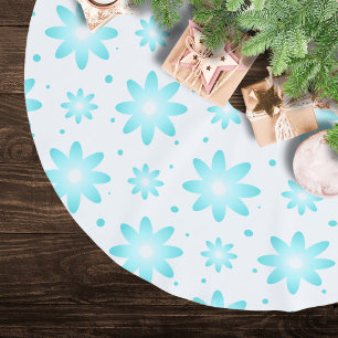 Jupon De Sapin En Polyester Brossé Marguerite délicate blanche et turquoise, point mo