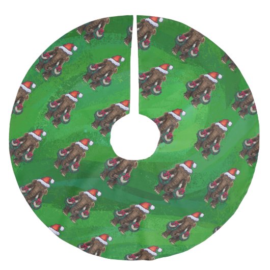 Jupon De Sapin En Polyester Brossé Mastodon festif sur vert (Devant)