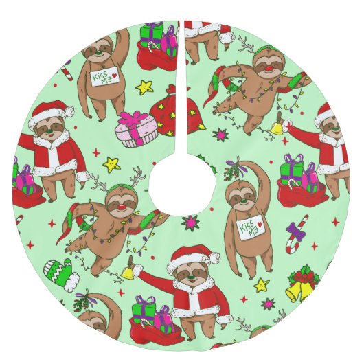 Jupon De Sapin En Polyester Brossé mauvais noël santa claus (Devant)